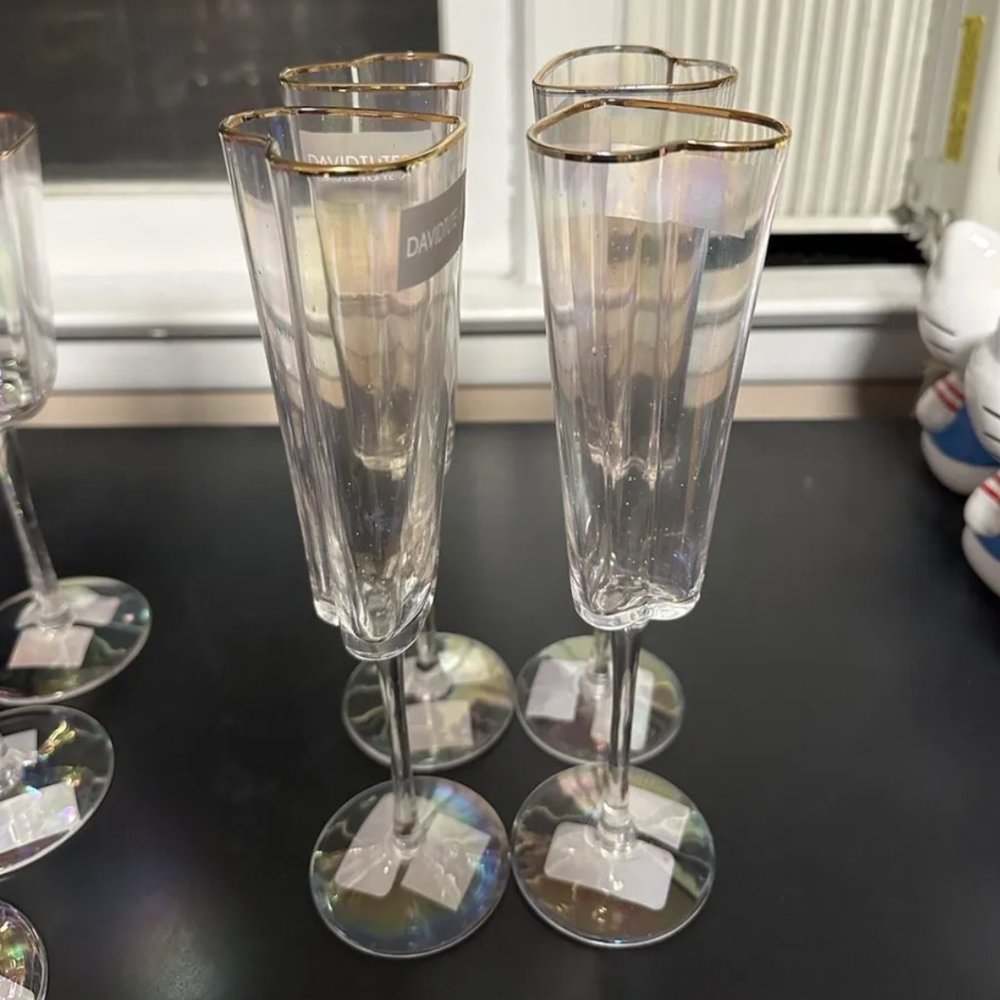 2PC Iridescent David Tutera Heart Glasses